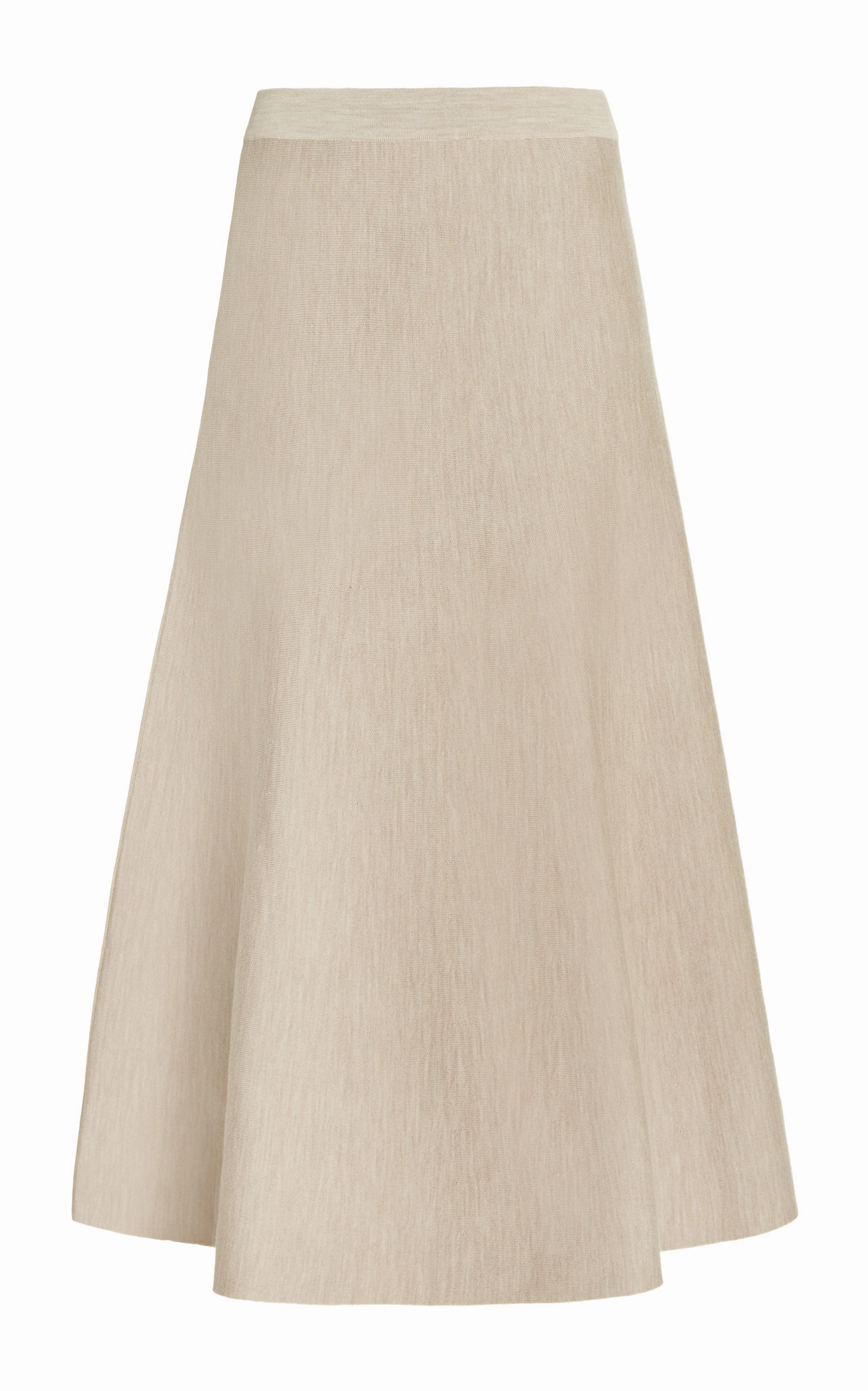 Freddie Knit Midi Skirt in Oatmeal Merino Wool Cashmere Daily Wear