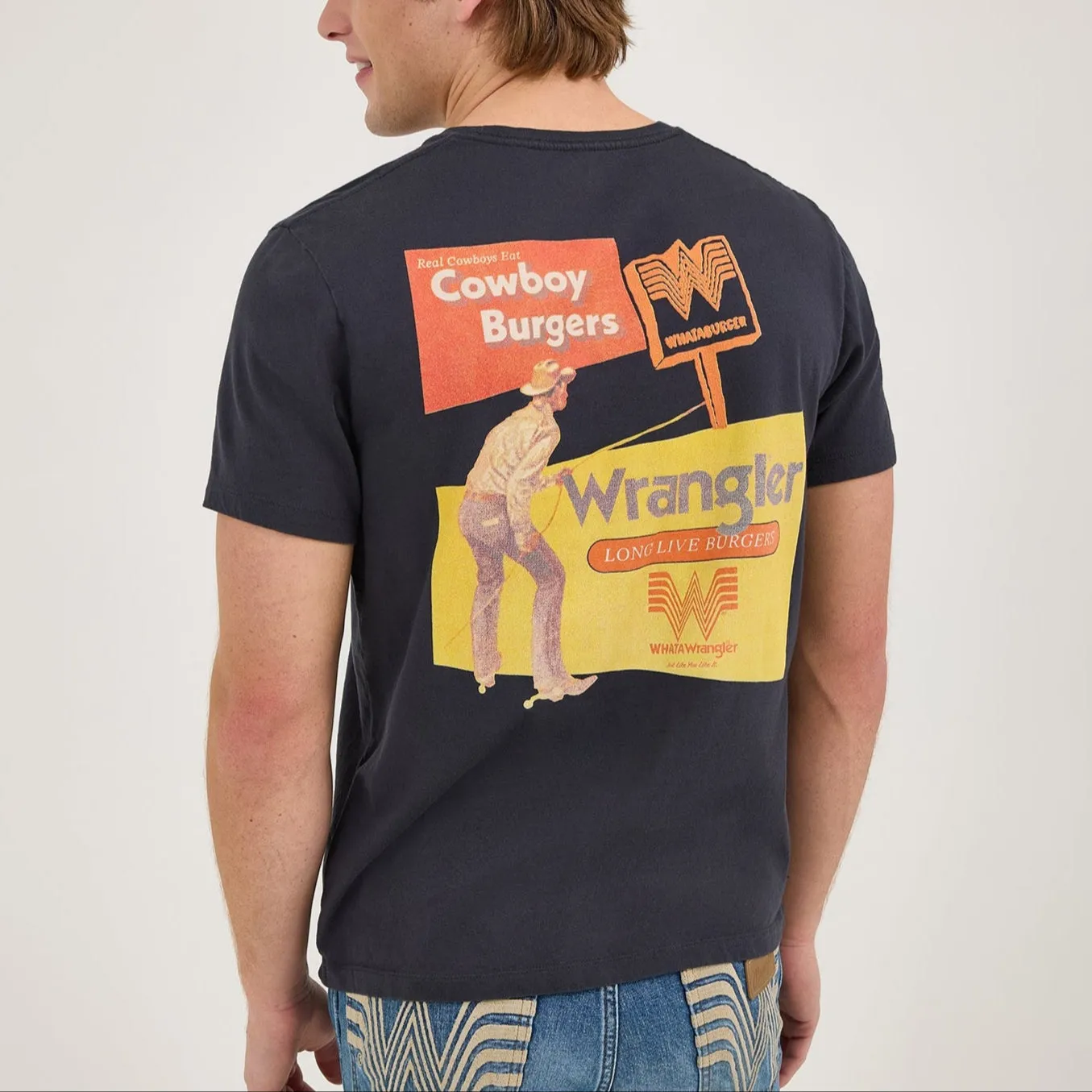 OdorResistantTreatment HighNeck Wrangler? x Whataburger? Cowboy Burgers Black T-Shirt
