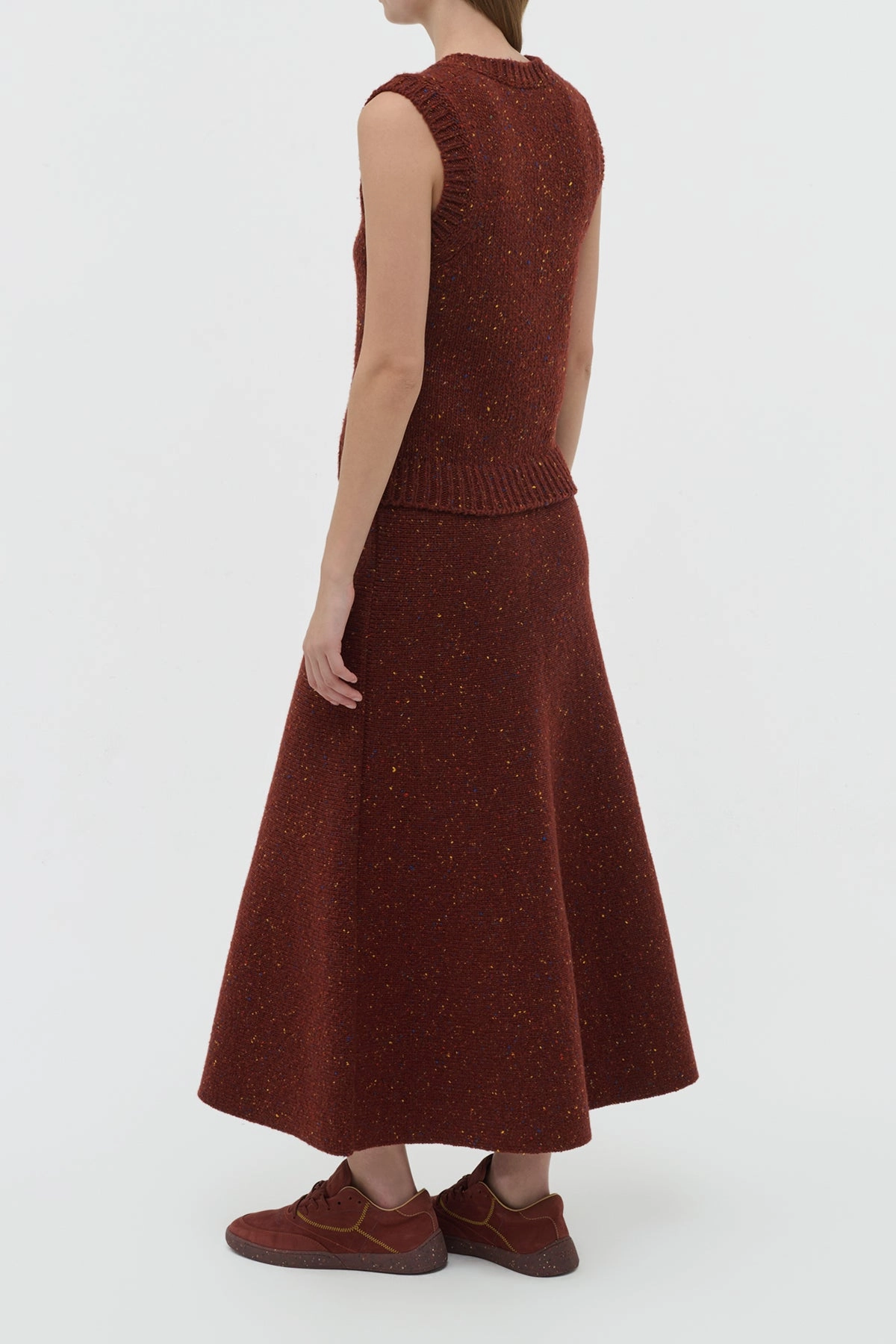Eden Knit Maxi Skirt in Burnt Sienna Multi Speckle Cashmere Style Moment