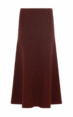Eden Knit Maxi Skirt in Burnt Sienna Multi Speckle Cashmere Occasion Dressing Draped Silhouette