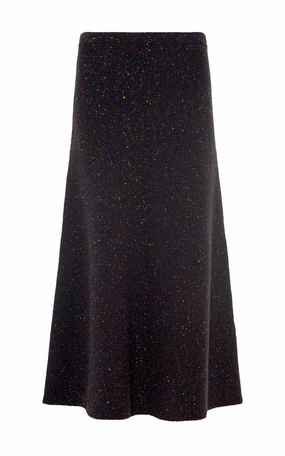 Eden Knit Maxi Skirt in Charcoal Multi Aran Cashmere Crochet Style