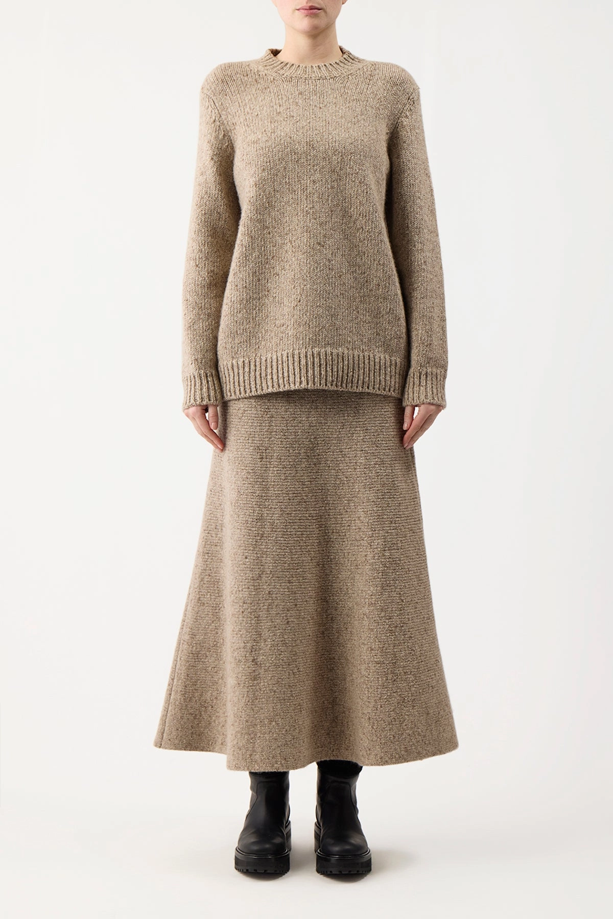 Eden Knit Maxi Skirt in Oatmeal Multi Cashmere Cozy Finish Stretchy