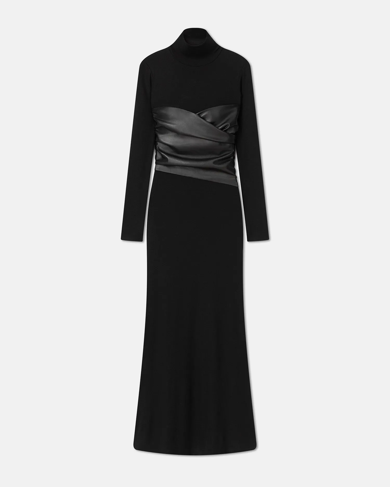 Sleek Volume Amabel - Mesh Jersey And Okobor? Alt-Leather Maxi Dress - Black