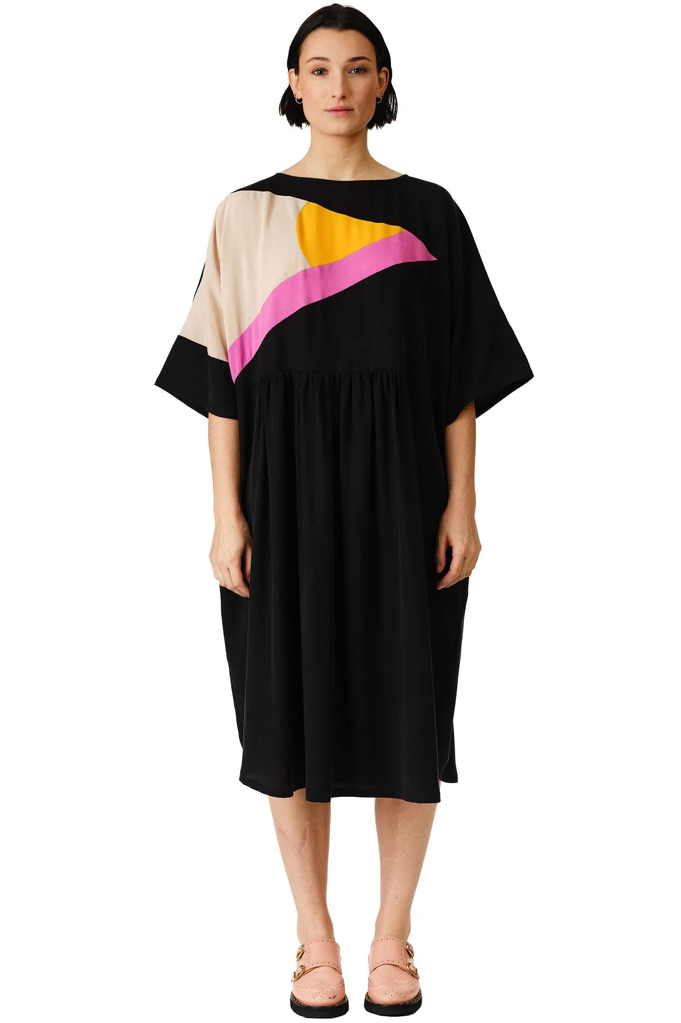 Jades Colour Blocked Dress Vibrant patterned dress