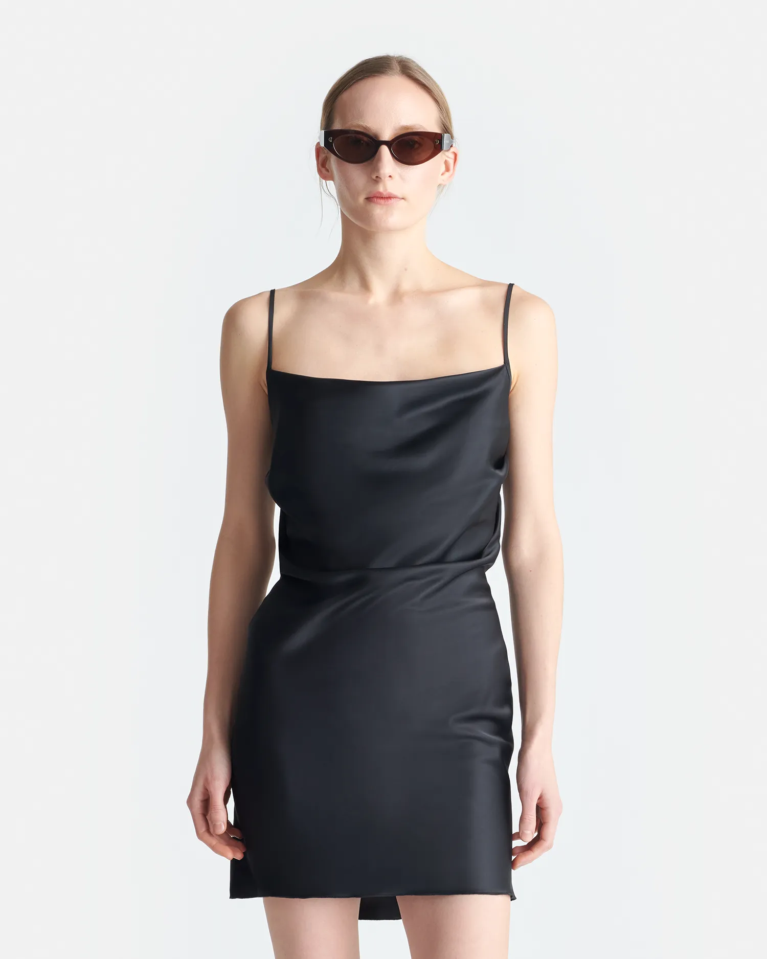 Seren - Slip Satin Mini Dress - Black Dreamy Simplicity