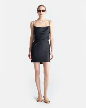 Work-Ready Look Seren - Slip Satin Mini Dress - Black