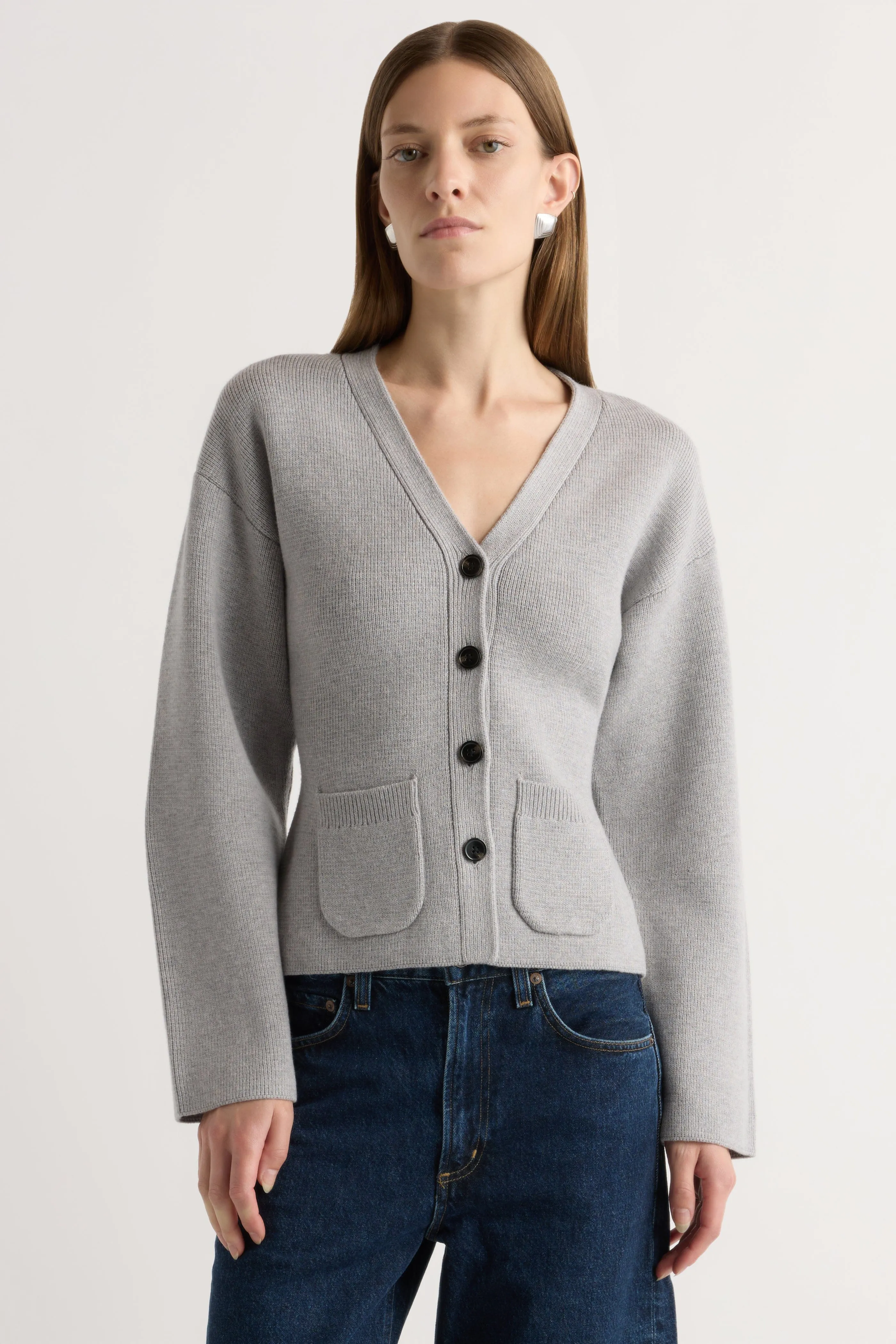 Sleek Fit Elinor Organic Cotton-Wool V-Neck Cardigan