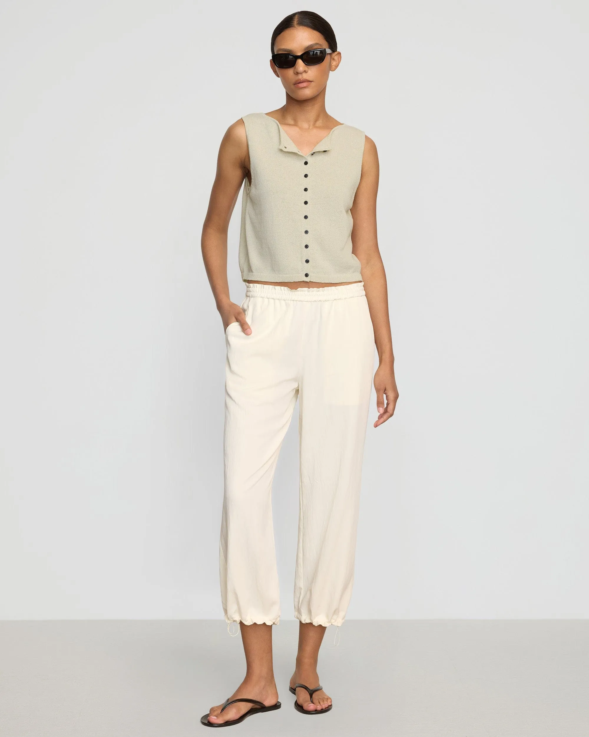 Elith Cotton-Linen Button Knit Vest Chilly Weather Knit Relaxed Comfort Design