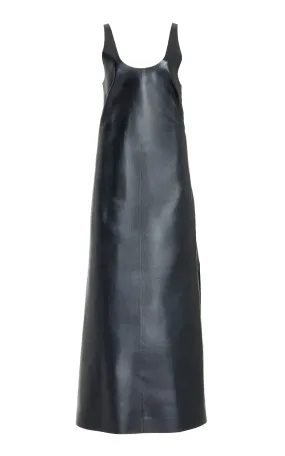 Lounge Texture Ellson Maxi Dress in Black Metallic Nappa Leather