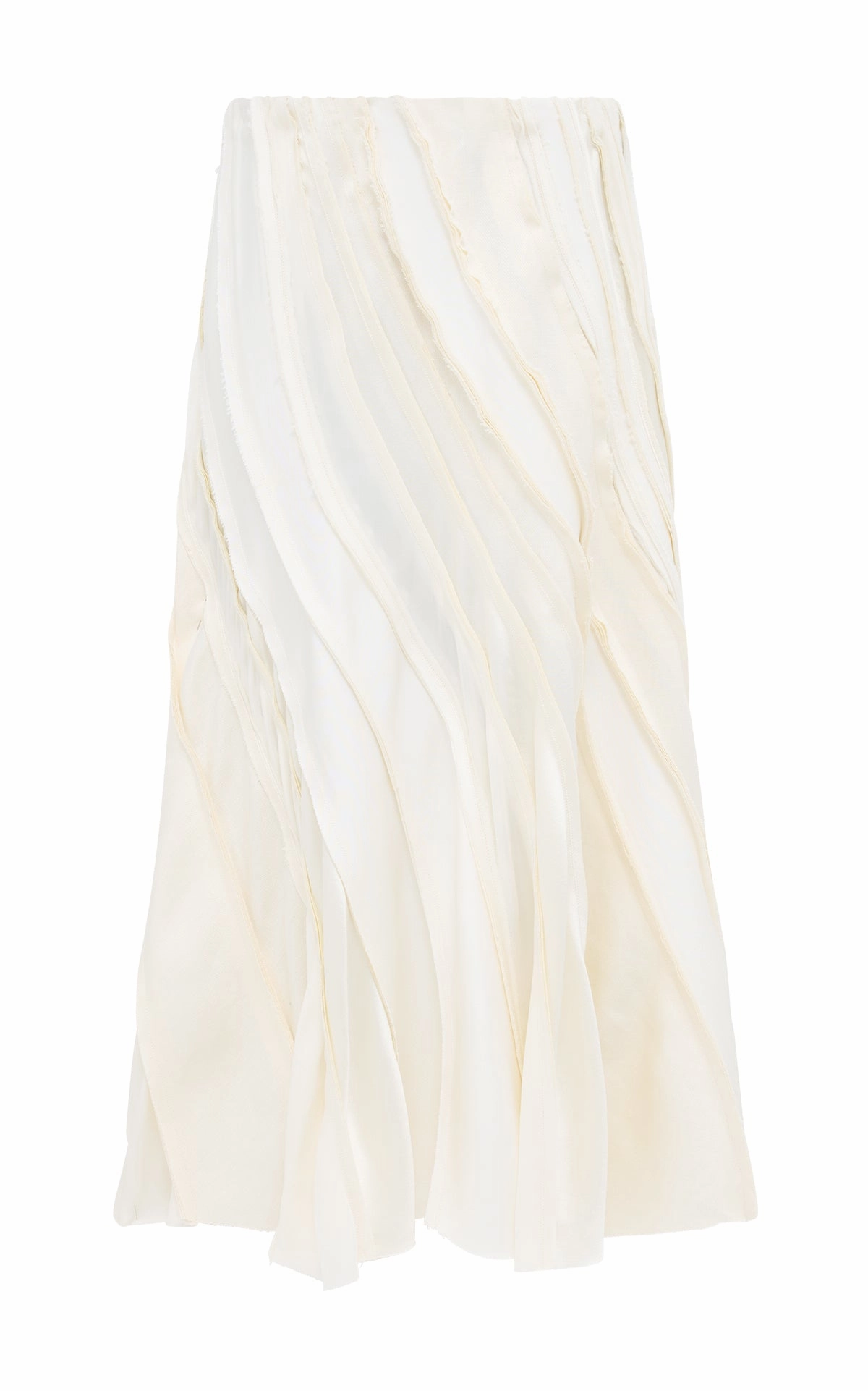 Elora Patchwork Midi Skirt in Ivory Textured Linen Slub Holiday Travel Adjustable Fastening