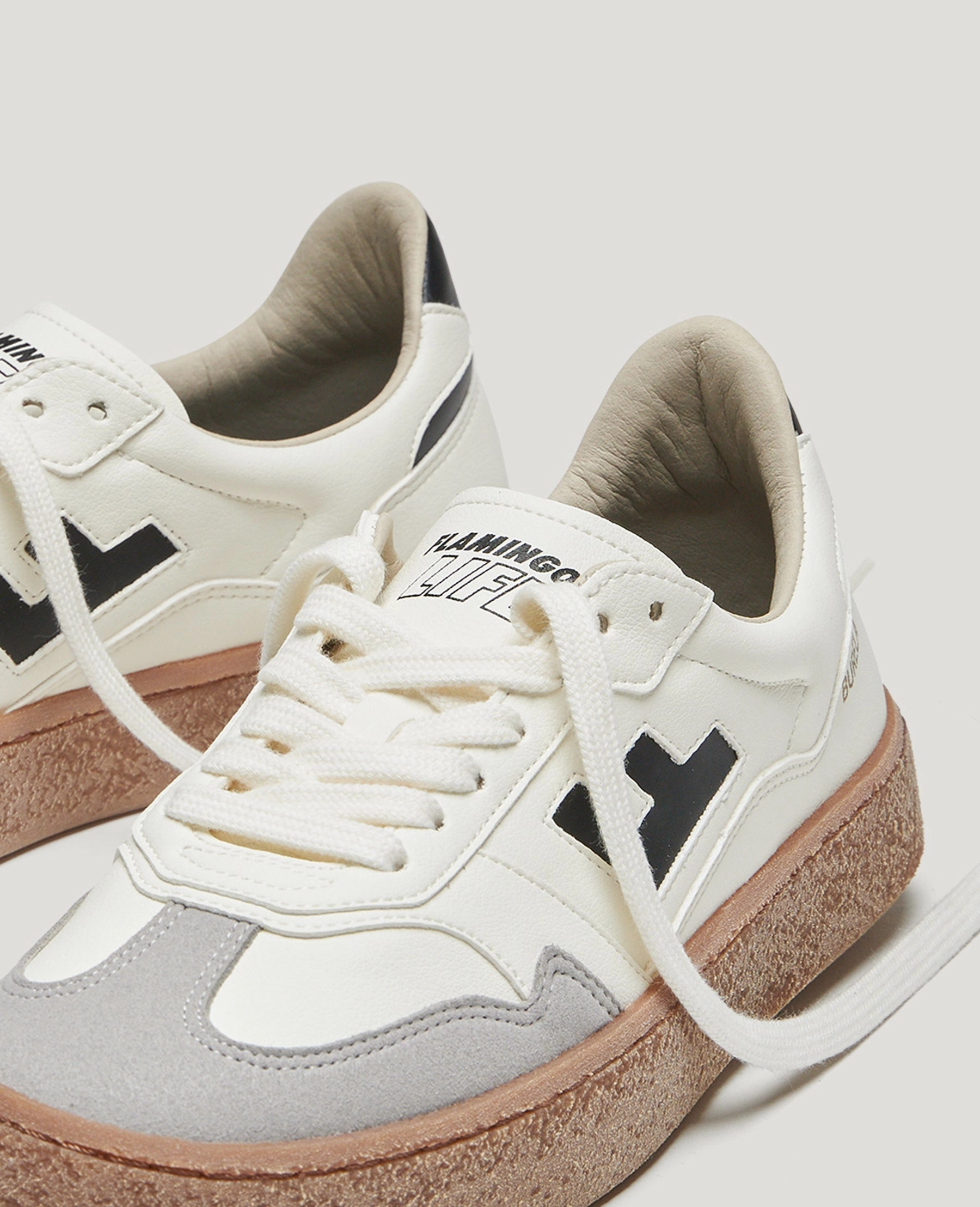 Recycled Synthetic Upper Burela Bold in White Black from Flamingos Life