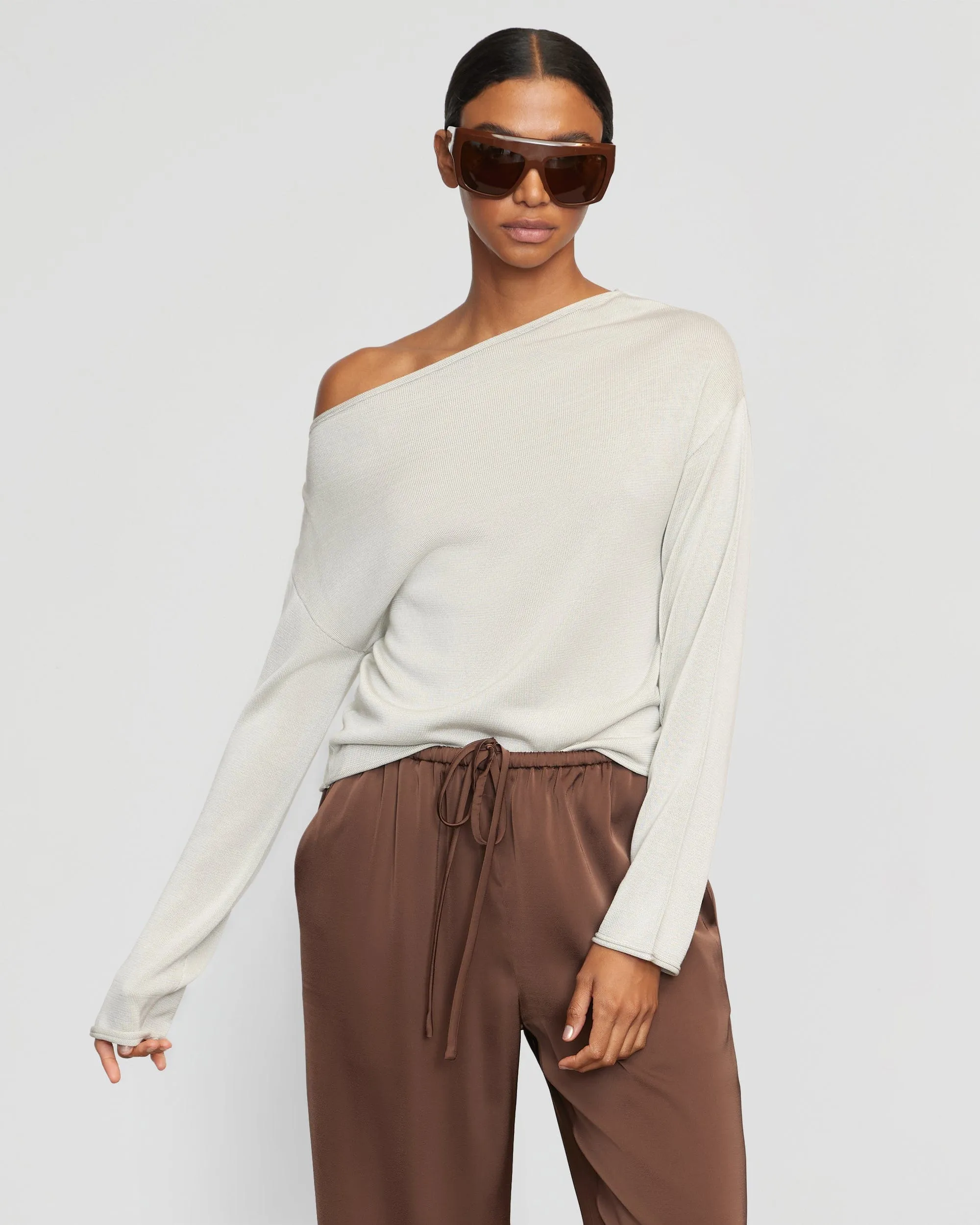 All Day Comfort Design Hachi Tencel-Wool Off-Shoulder Sweater