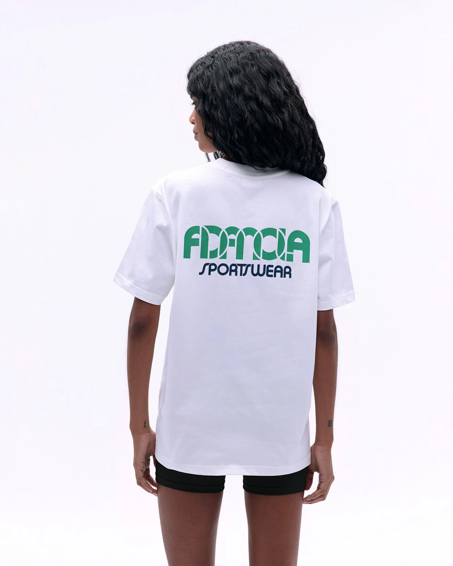 Sportswear Short Sleeve Oversized T-shirt - White/Jade Green Flatlock Seam AllDay Comfort Design