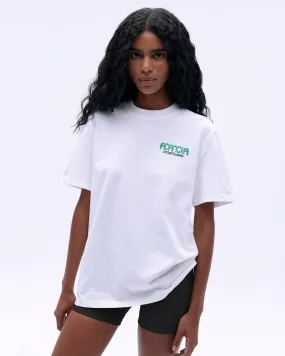 Sportswear Short Sleeve Oversized T-shirt - White/Jade Green Bonded Seam Durability RelaxedFit