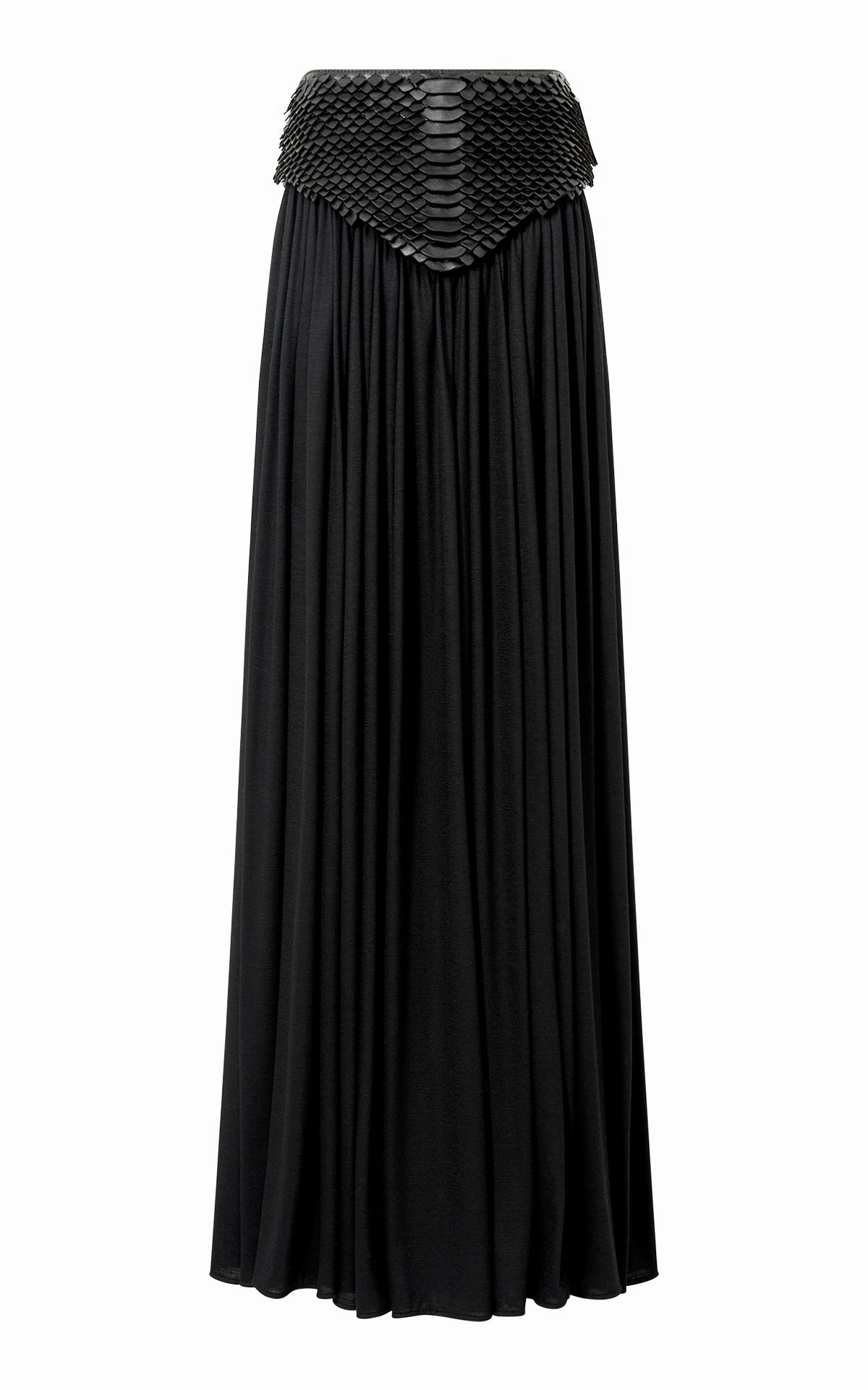 Odor control Selah Maxi Skirt in Black Leather Snake Scales