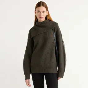 Soft Layering Soft Knit Style Ezra Organic Cotton-Wool Foldover-Collar Sweater