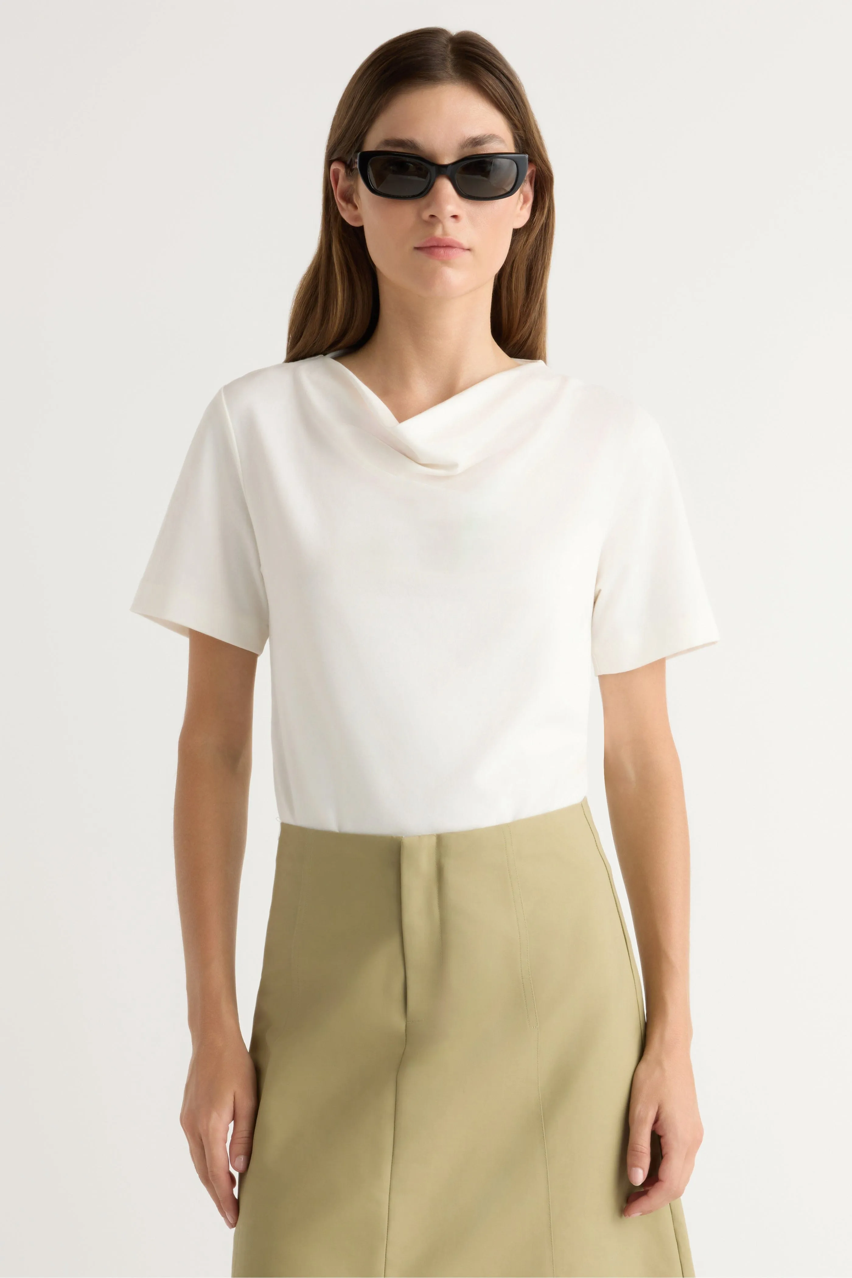 Effortless Comfort Kendra Organic Cotton Cowl-Neck Tee
