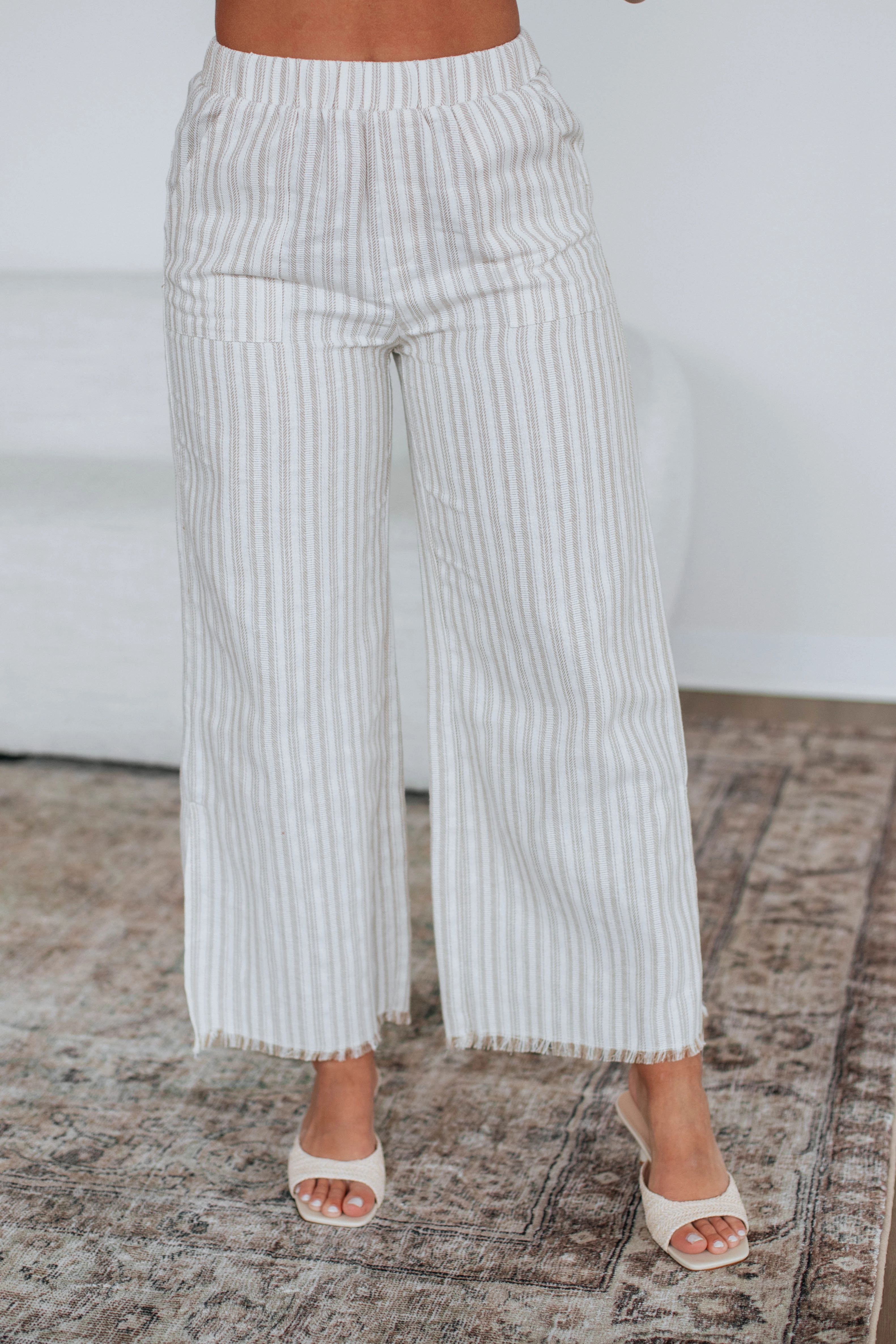 Slim Look Stretch Comfort Emmaly Striped Linen Pants