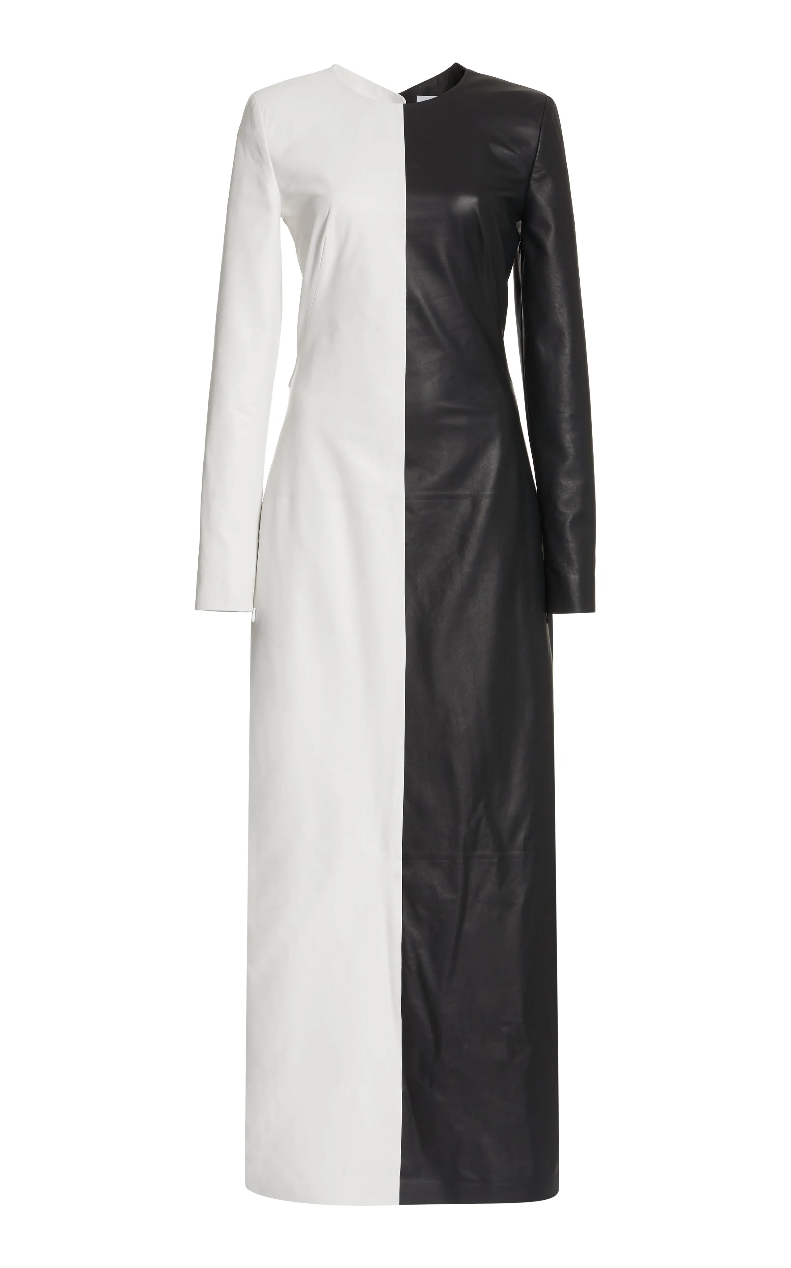Currie Dress in Black & White Nappa Leather Fashion Mix Office Layer