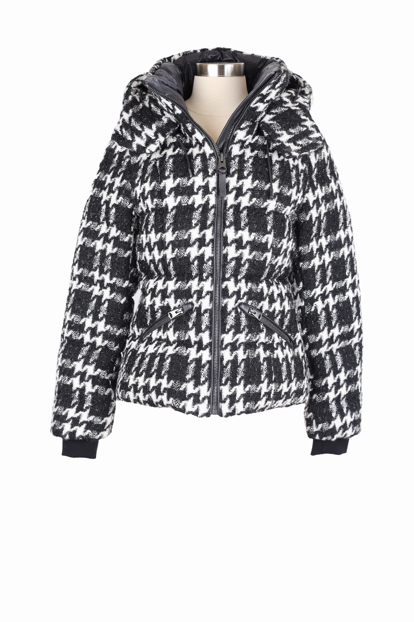 Madalyn Down Filled Hounstooth Wool Puffer Jacket ripstop fabric ElasticizedWaistbandSystem