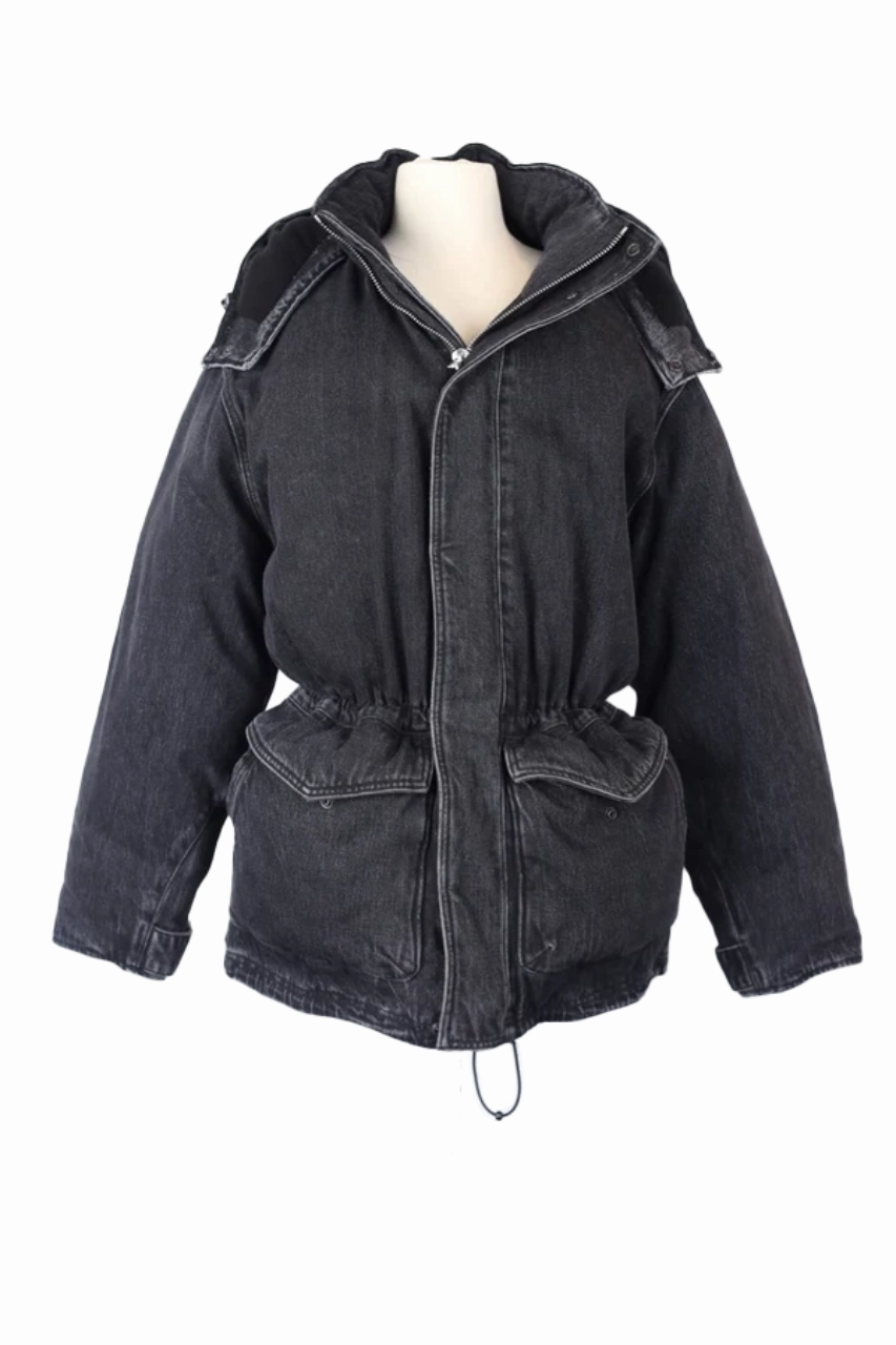 Oversized Denim Puffer Jacket Sport Inspired Style Odor control