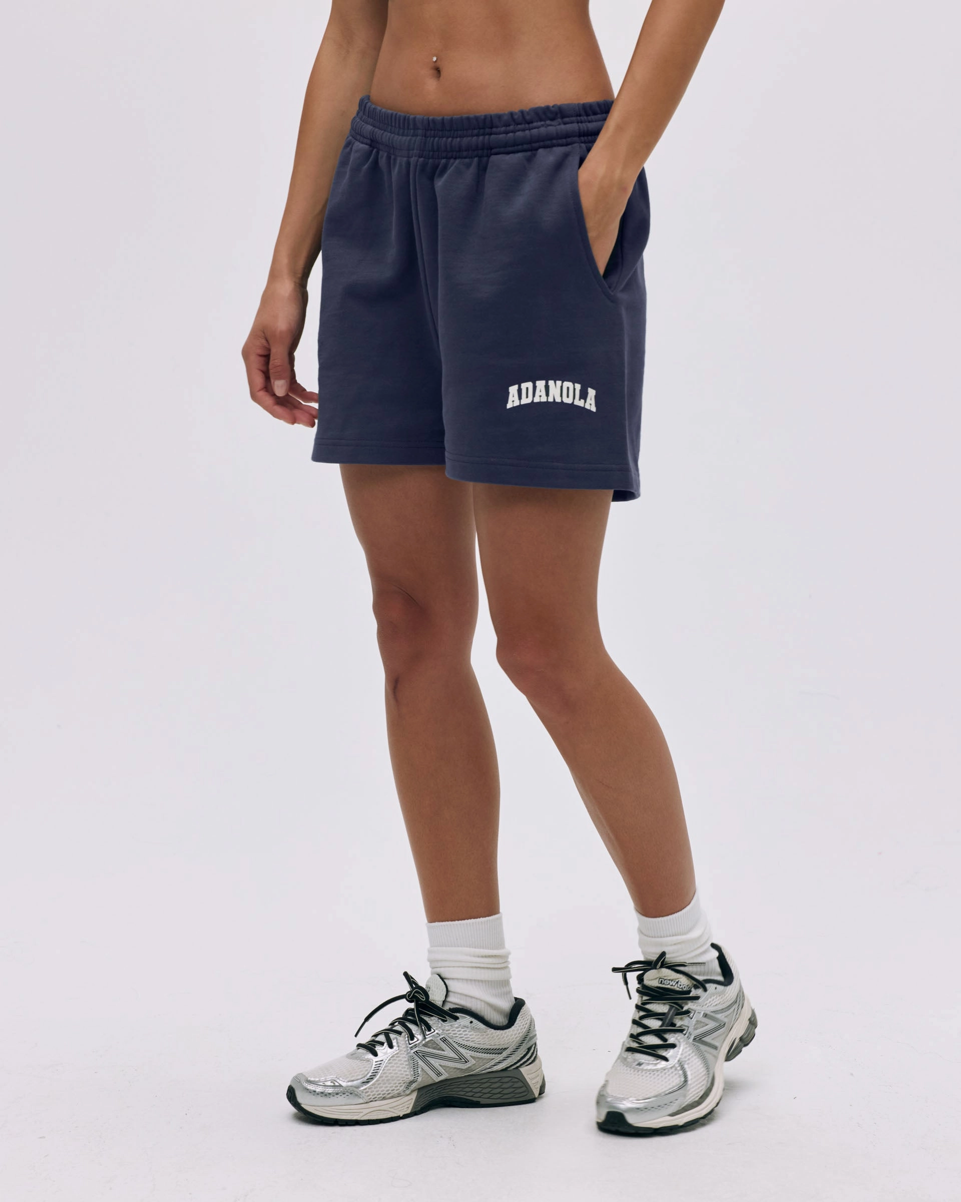 Ultra Breathable Varsity Sweat Shorts - Midnight Blue/Marshmallow White
