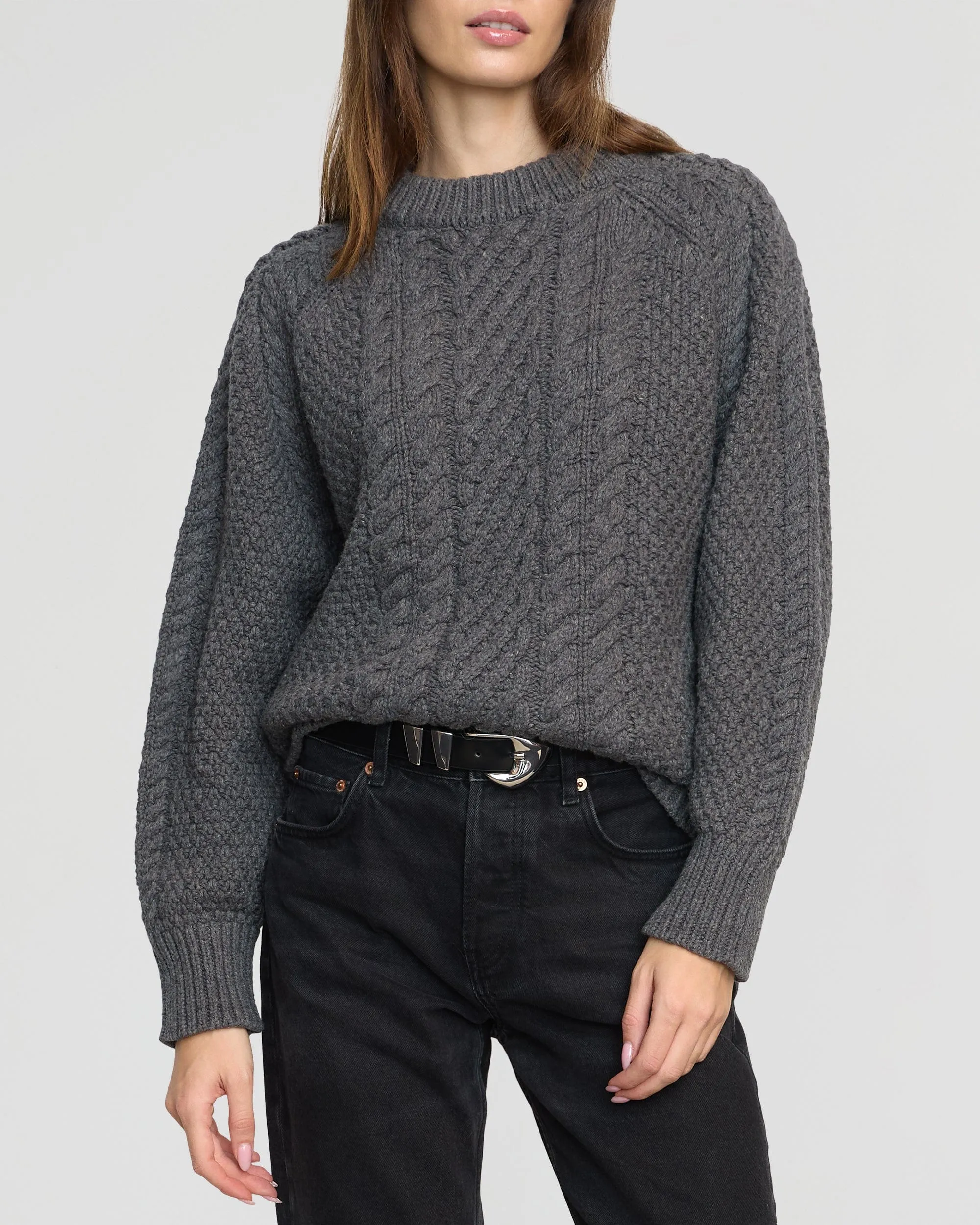 Comfy Waistband Snug Fit Knit Brady Chunky Cable Knit Sweater