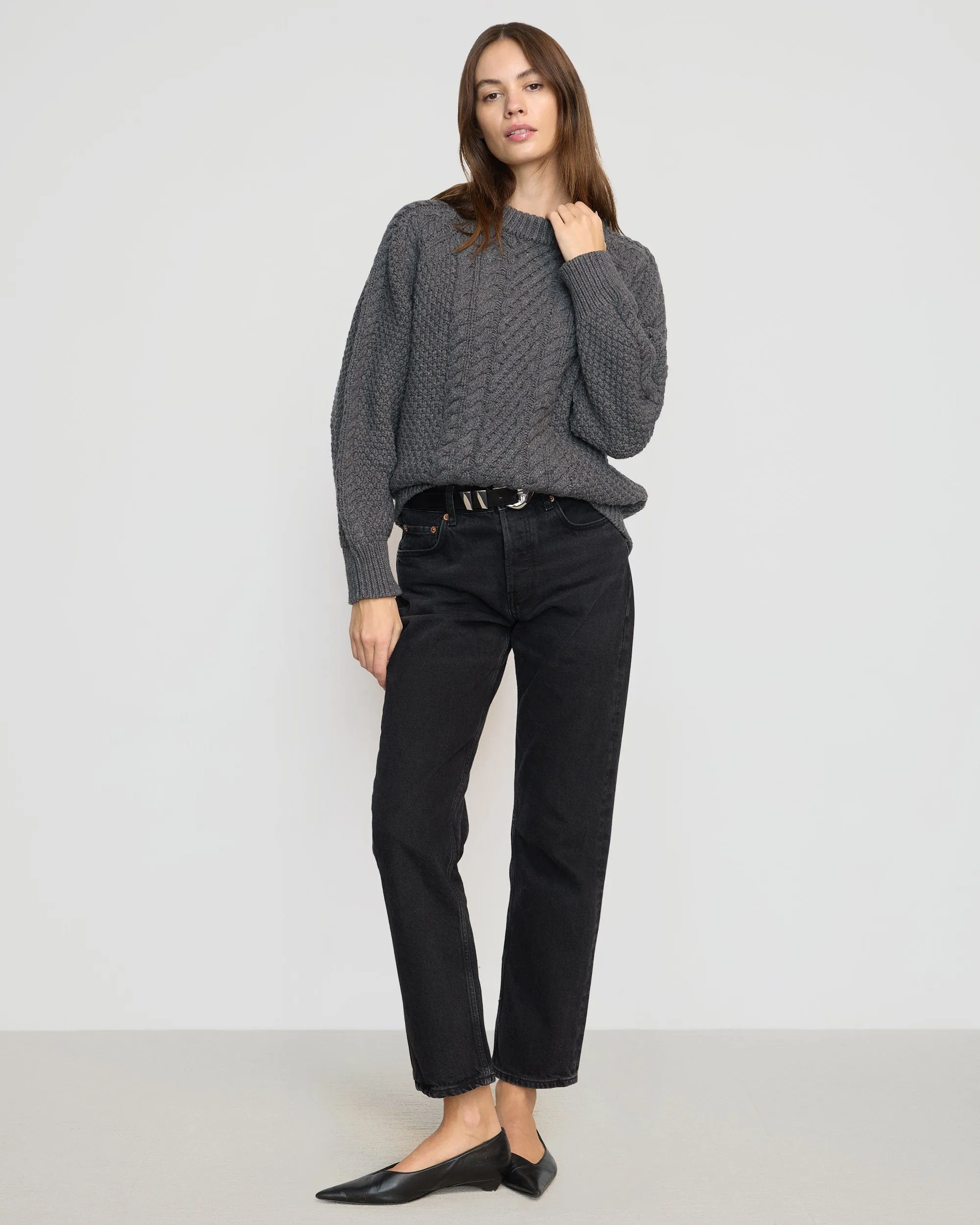 Brady Chunky Cable Knit Sweater Light Stretch Fit