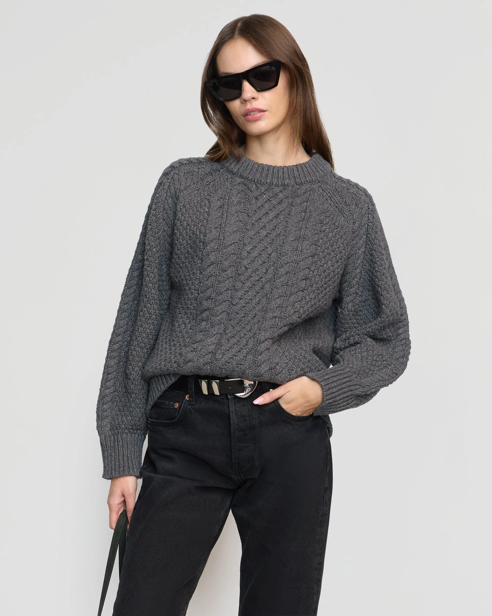 Brady Chunky Cable Knit Sweater Layered Chic