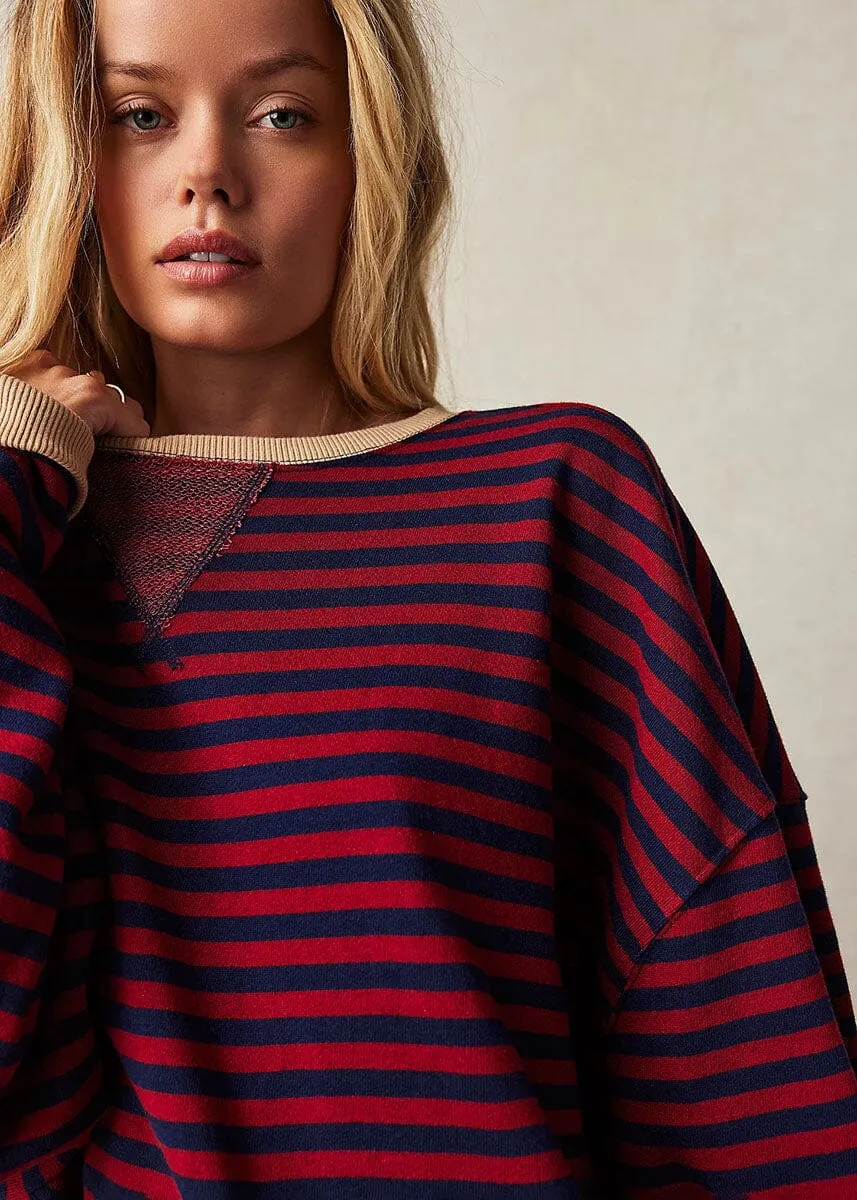 Chill Vibes Classic Striped Crew - Nautical Combo