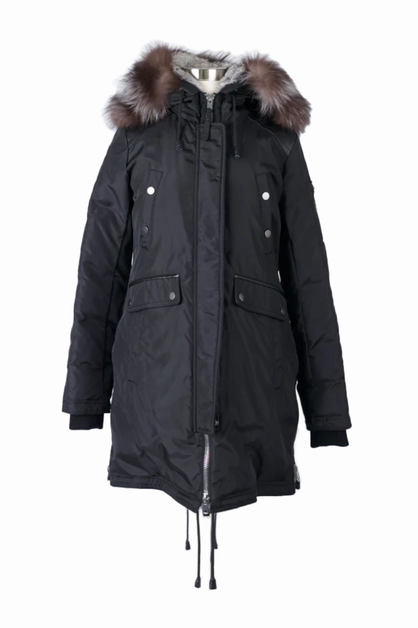 Flexible Knit Heat Keep Fur Trim Parka
