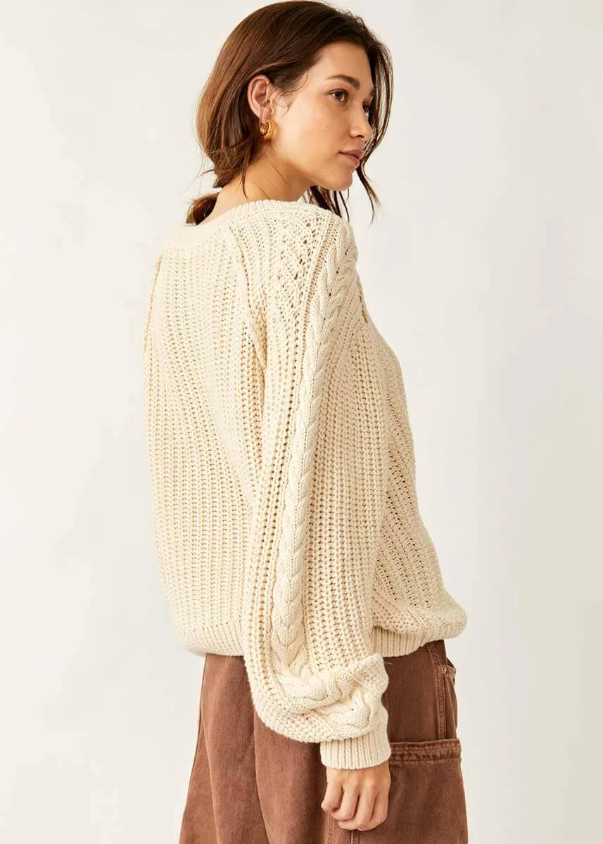 Winter Comfort Wear Active Design Frankie Cable Sweater - Buttercream