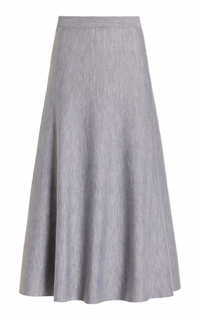 Summer Picnic Freddie Knit Midi Skirt in Heather Grey Merino Wool Cashmere