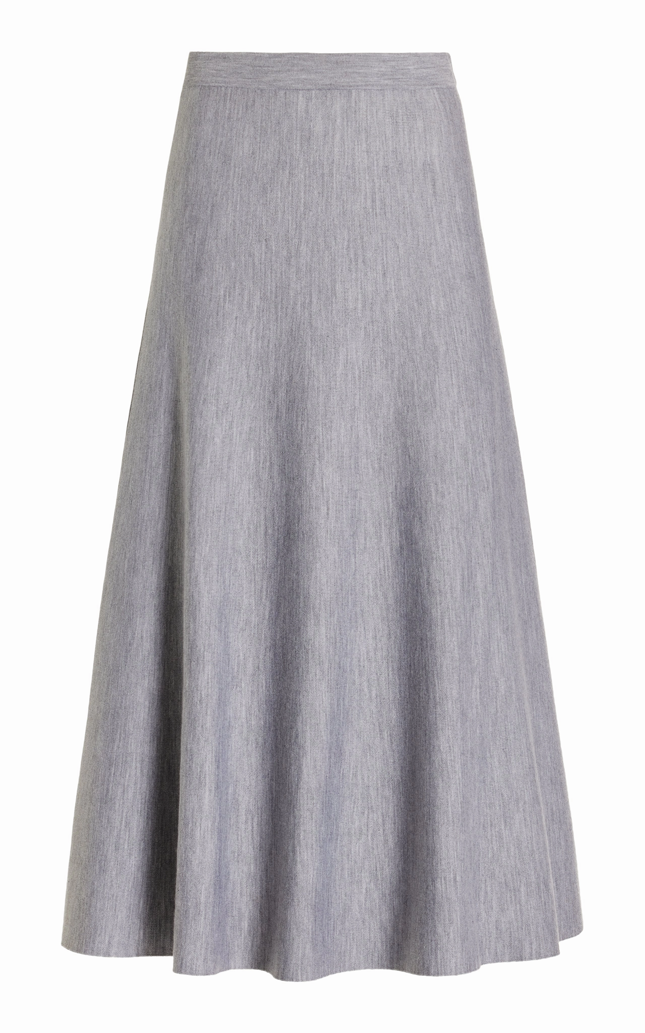 Summer Picnic Freddie Knit Midi Skirt in Heather Grey Merino Wool Cashmere