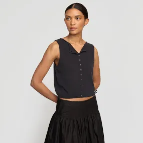 Layered Wear Eco Conscious Manufacturing Elith Cotton-Linen Button Knit Vest