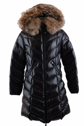 Fulmarre Long Down Coat W/ Fur Hood Flat Lock Stitching Durable Corrosion Resistant Zippers