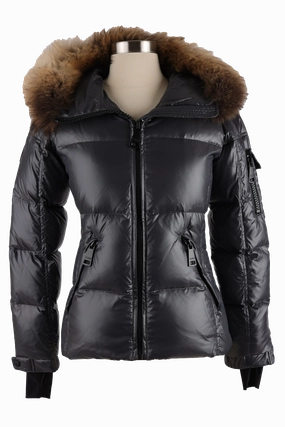 WeatherproofZipper Elastic hem Fur Hooded Down Puffer Jacket