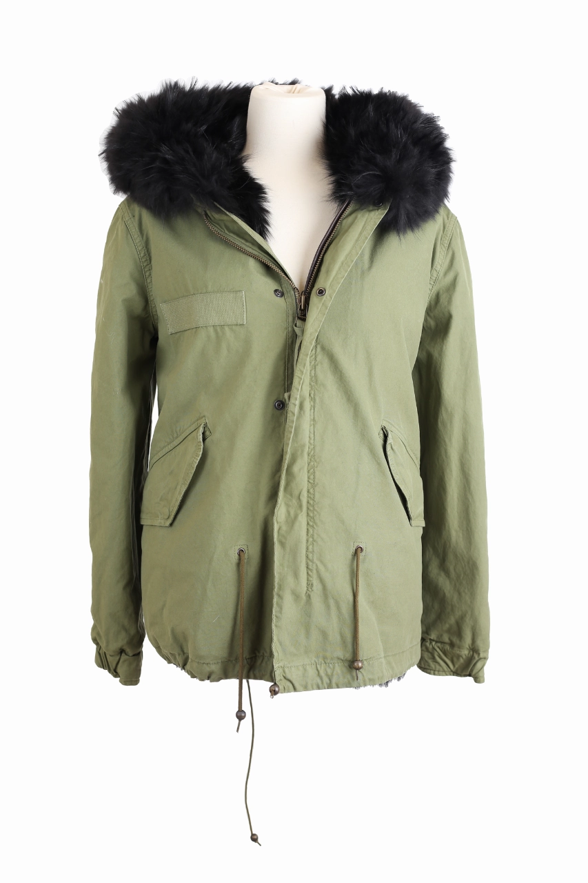 Full Zip Closure Fur Lined Parka Jacket