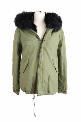 Full Zip Closure Fur Lined Parka Jacket