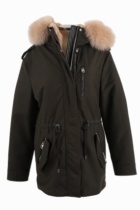 RubberizedButtonClosures Fur Lined Parka