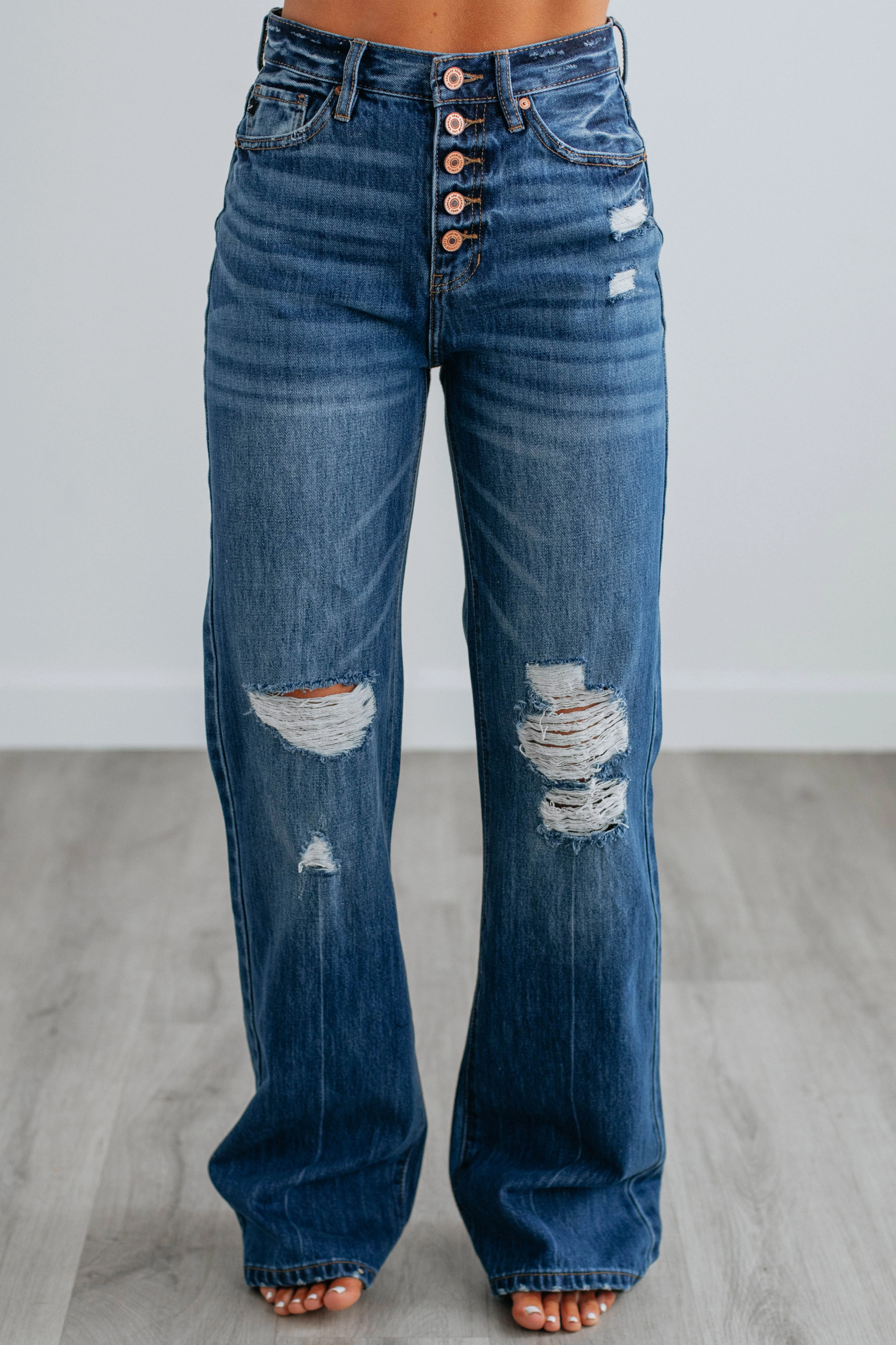 Minimal Fading Low Profile Zipper Isabelle KanCan Jeans - Dark Wash