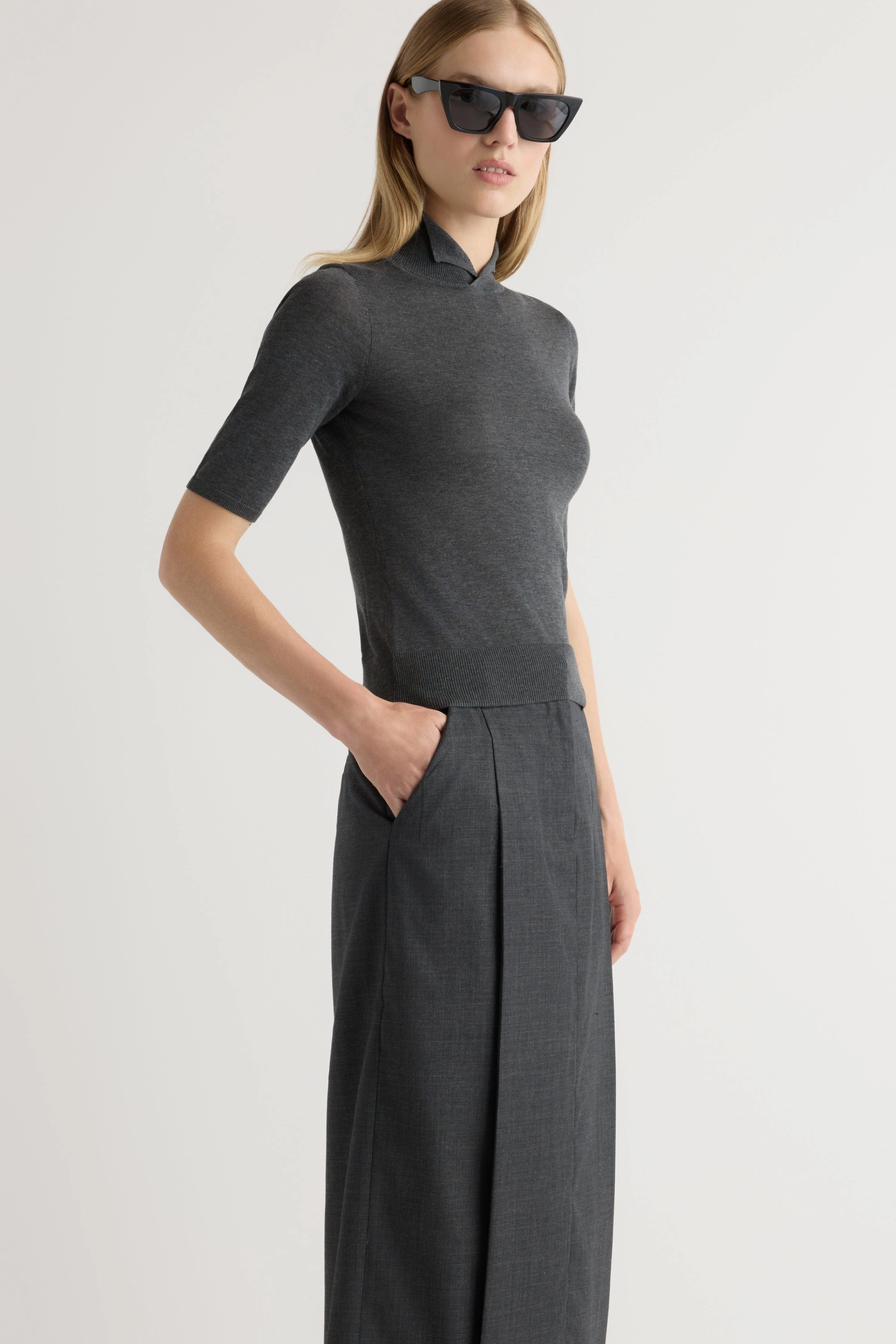 Georgina Wool-Blend Suiting Skirt Recycled Polyester