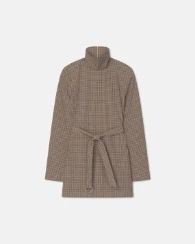 Soft Neutral Geradine - Checked Shirting Mini Dress - Brown/Creme