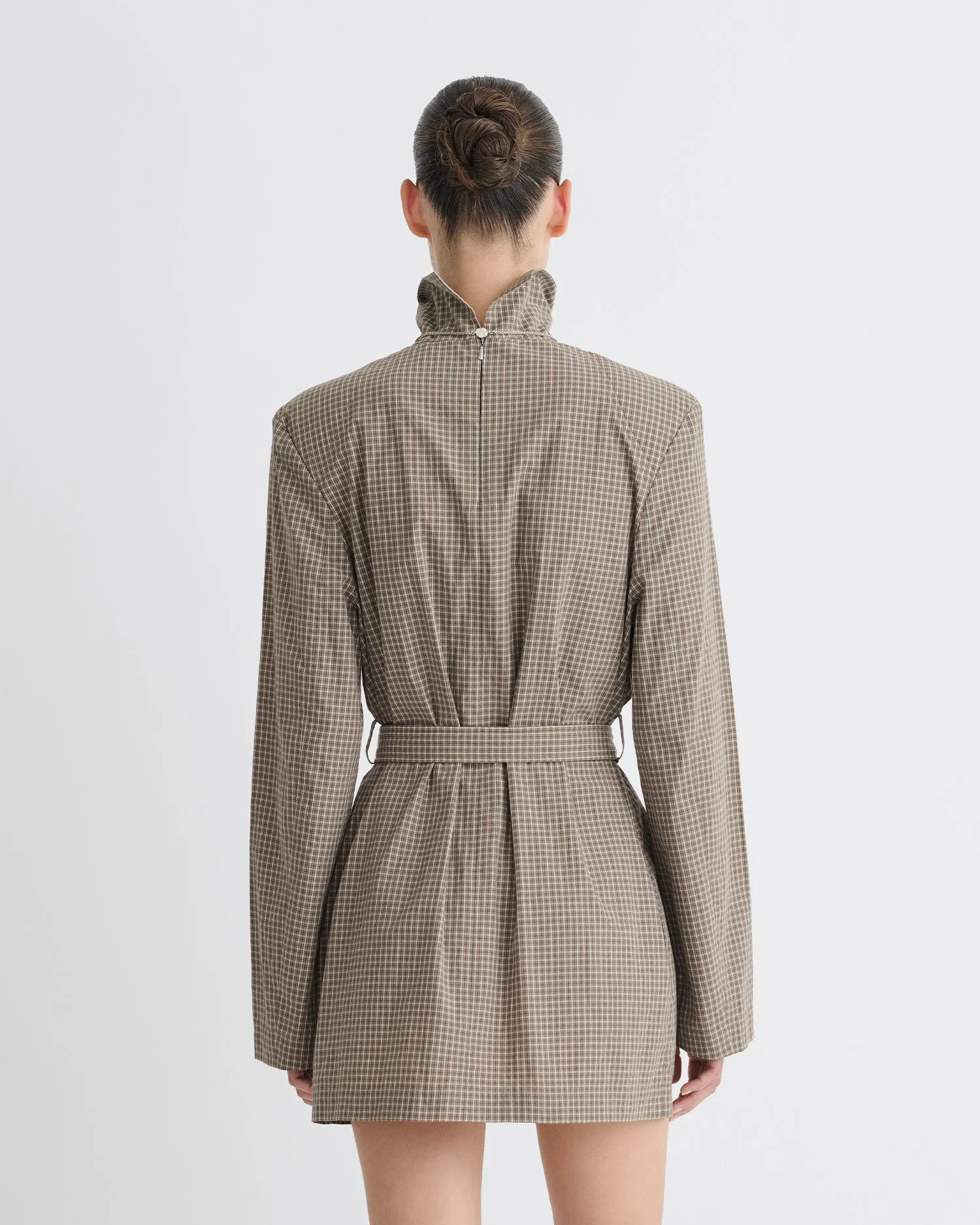 Everyday Comfort Geradine - Checked Shirting Mini Dress - Brown/Creme