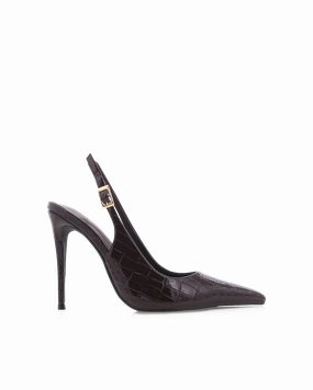 GIOVINA - DARK CACAO PATENT CROC Chunky Heel Iconic Comfort