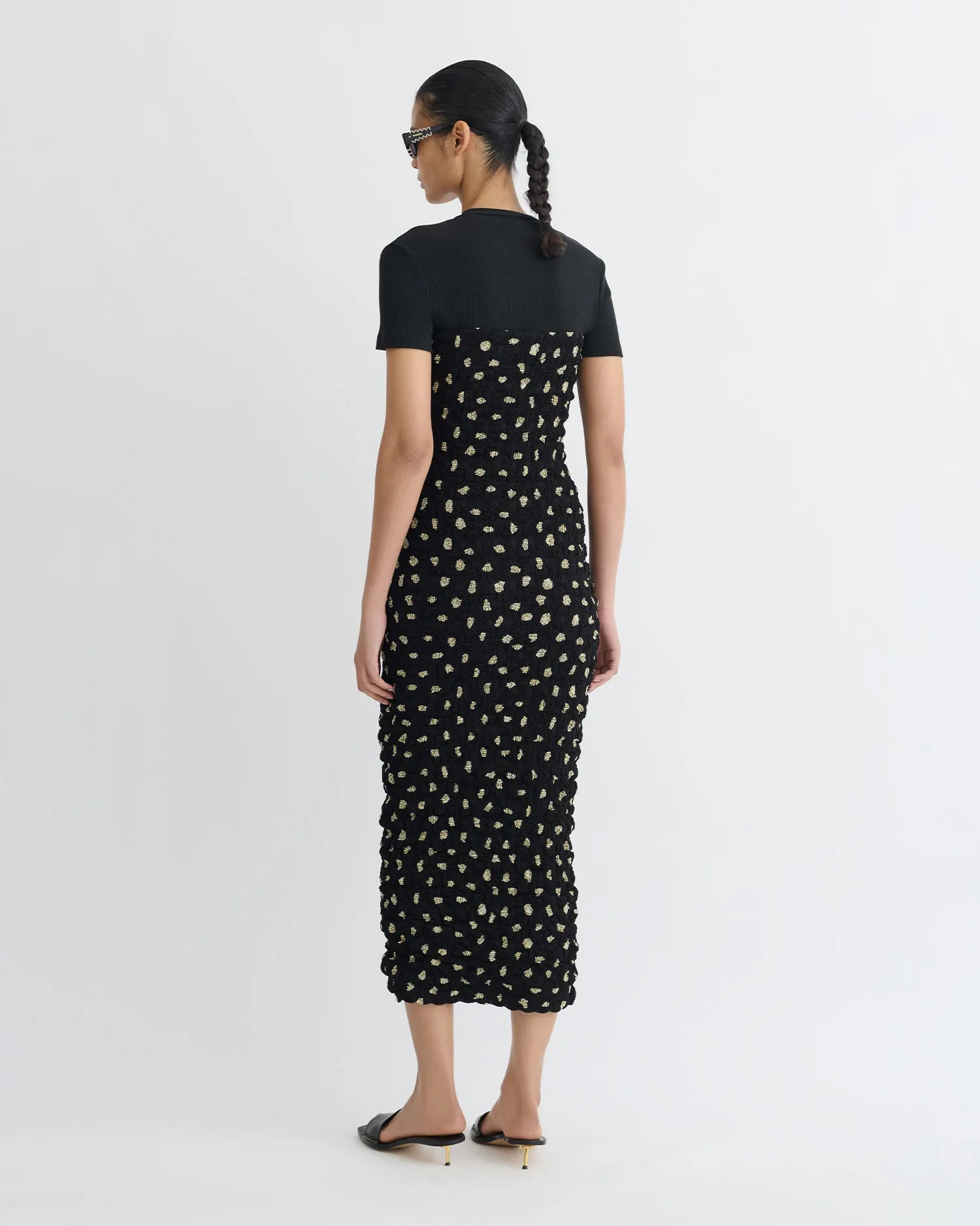 flattering appearance Haylen - Seersucker Tech Chiffon Midi Dress - Polka