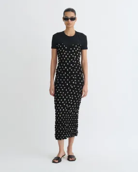 Haylen - Seersucker Tech Chiffon Midi Dress - Polka Garden-Party Trendy Fit
