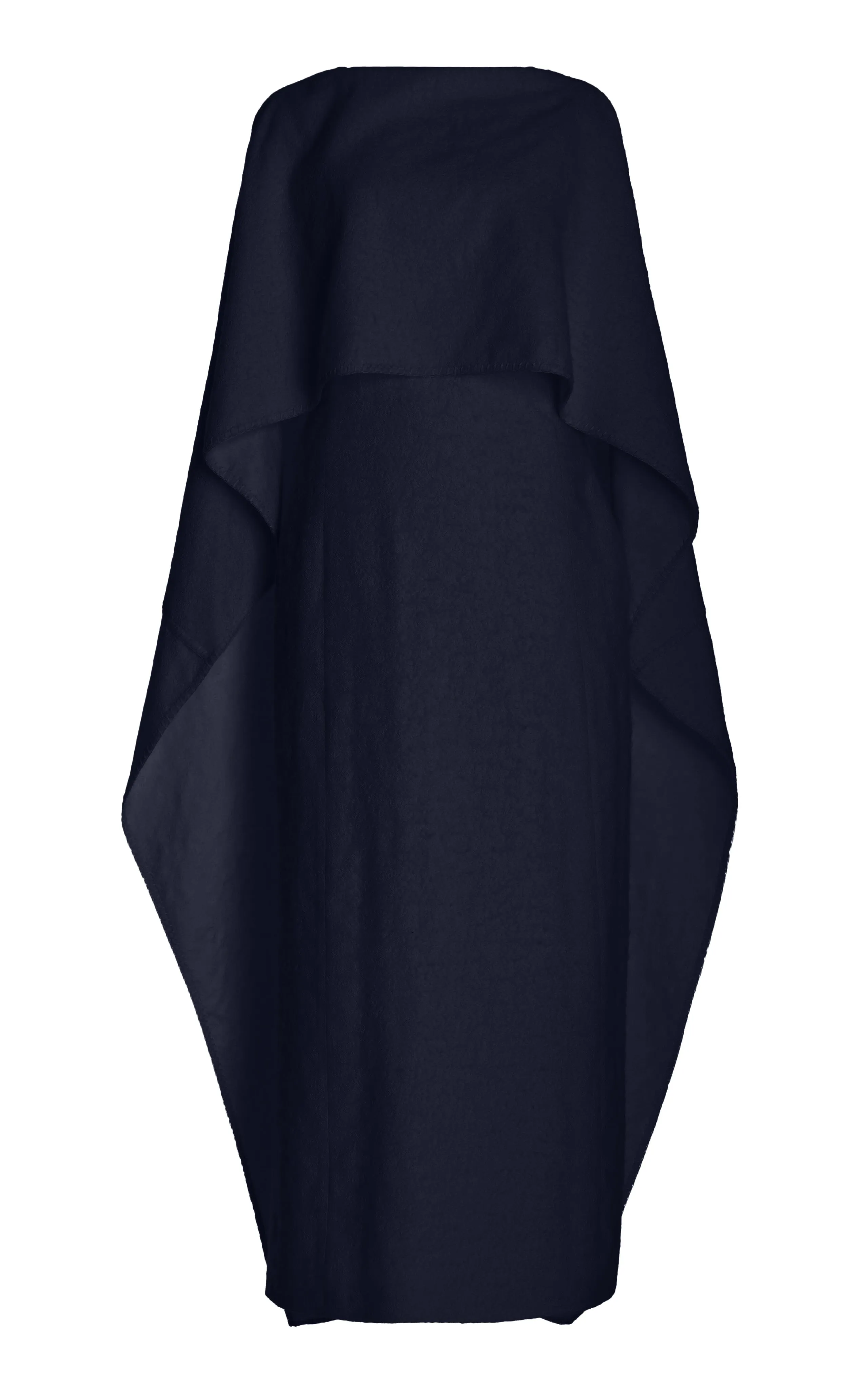 Flutter-Sleeve Hunter Dress in Dark Navy Cashmere Silk