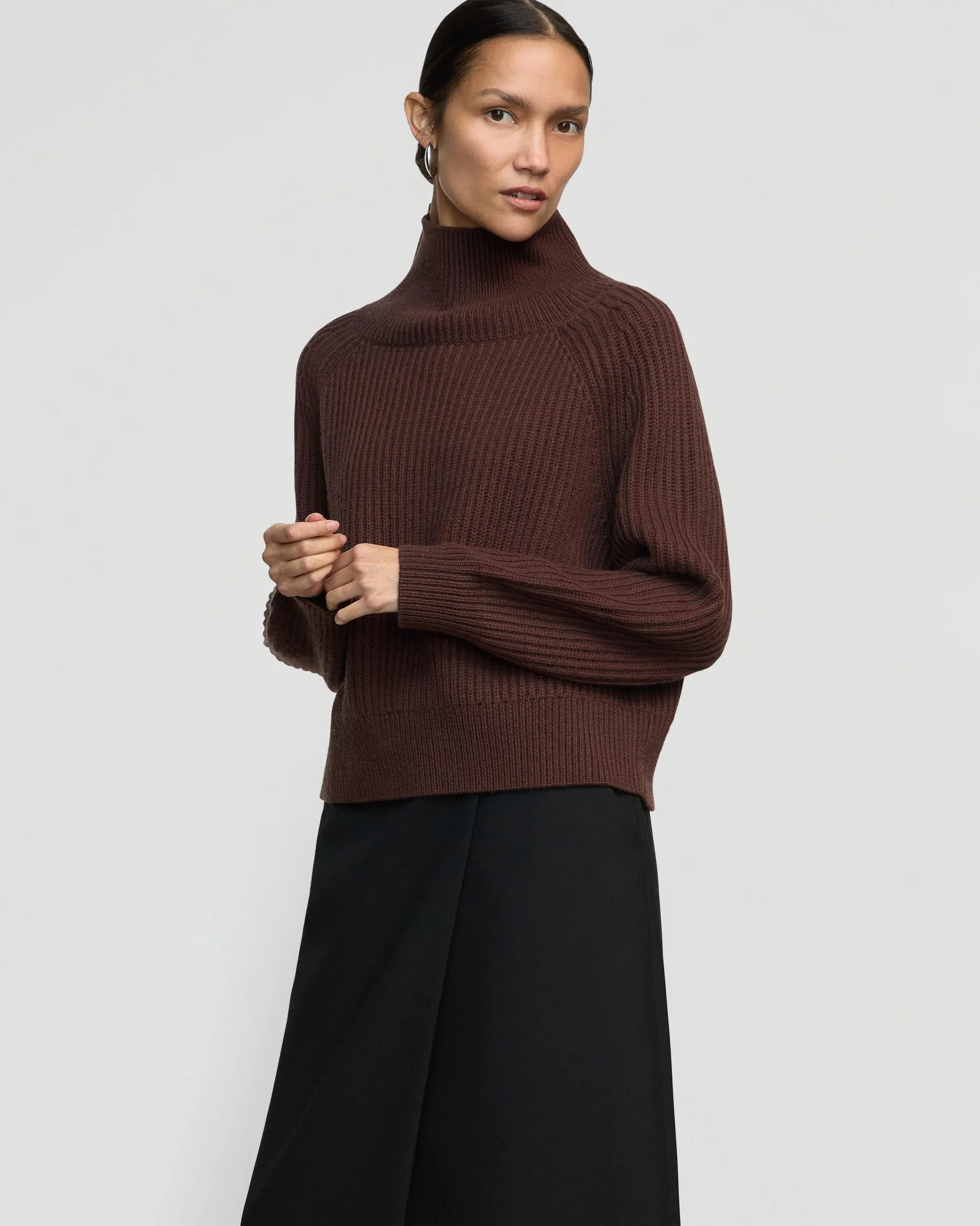Perfect Fit Hadeel Organic Cotton-Wool Mock-Neck Sweater