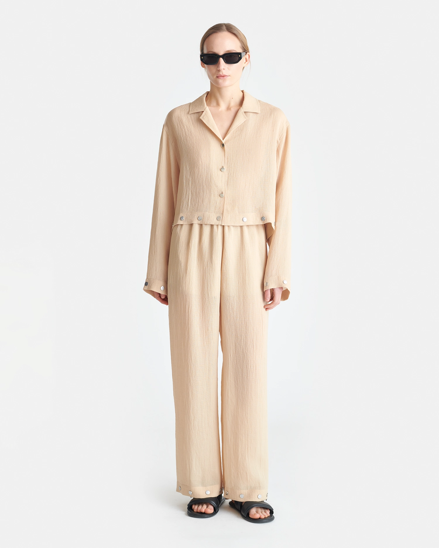 Vally - Studded Cropped Gauze Shirt - Wax Holiday Travel